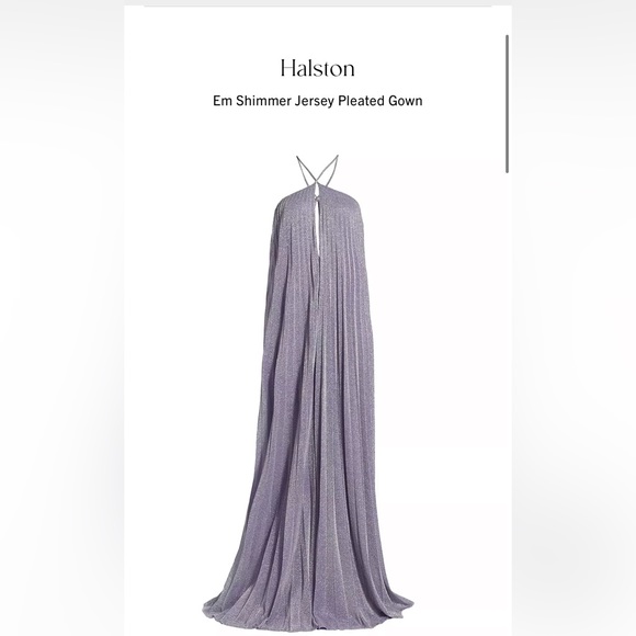 LF** LOOKING FOR HALSTON shimmer ‘em dress pleated - Picture 2 of 2